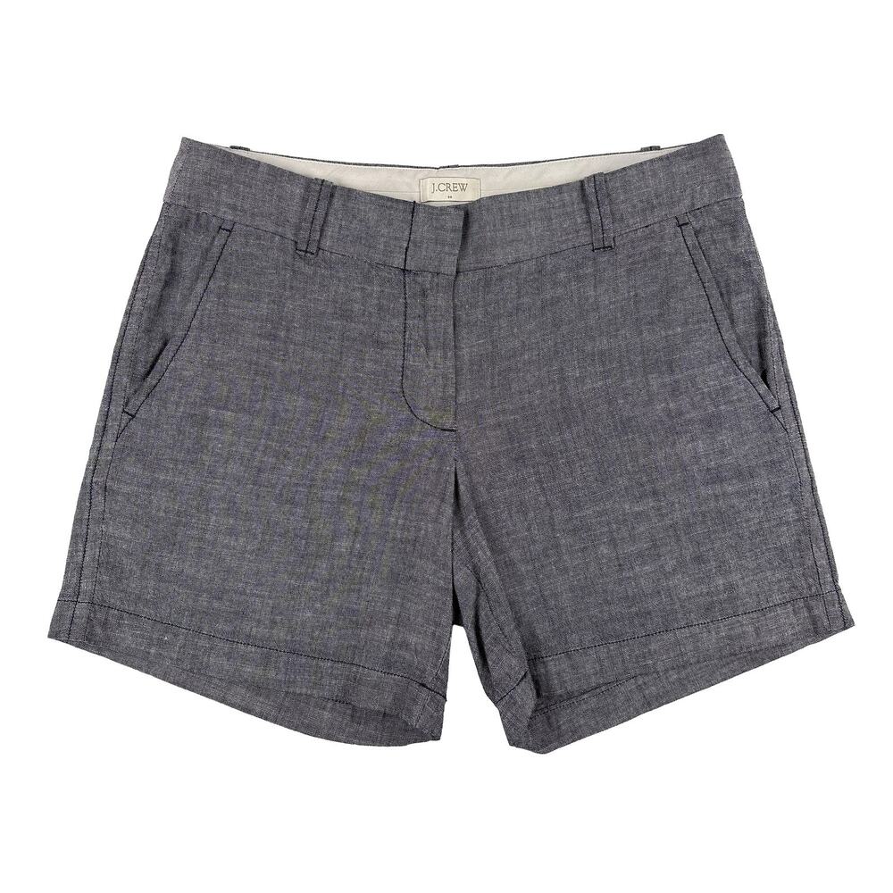 J Crew Chambray Shorts Womens 0 Blue 5" Inseam Preppy Classic Fit Casual Coastal